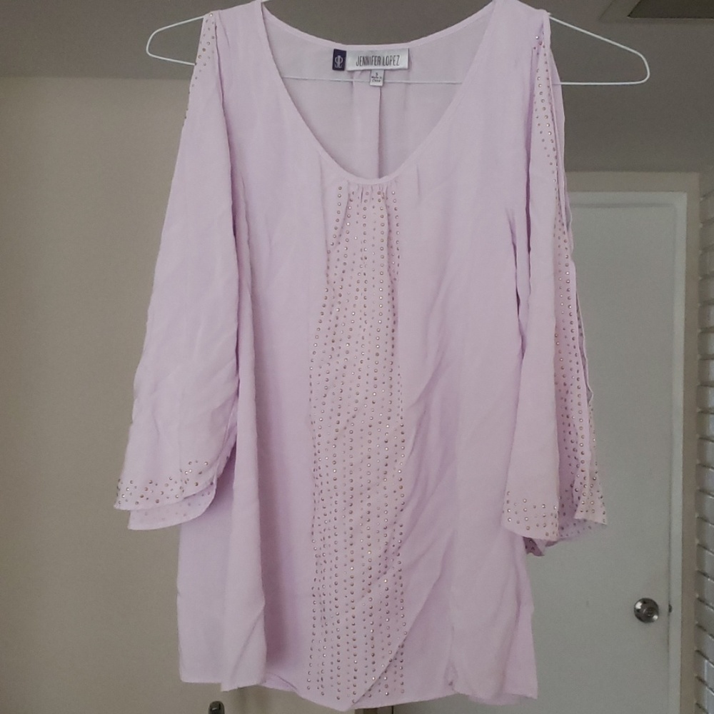Jennifer Lopez Cold Shoulder Blouse- Lavender